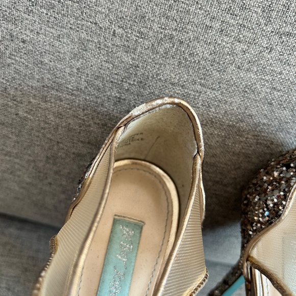 Betsey Johnson Stela Glitter Ankle-tie Pumps in Champagne - Picture 6 of 7